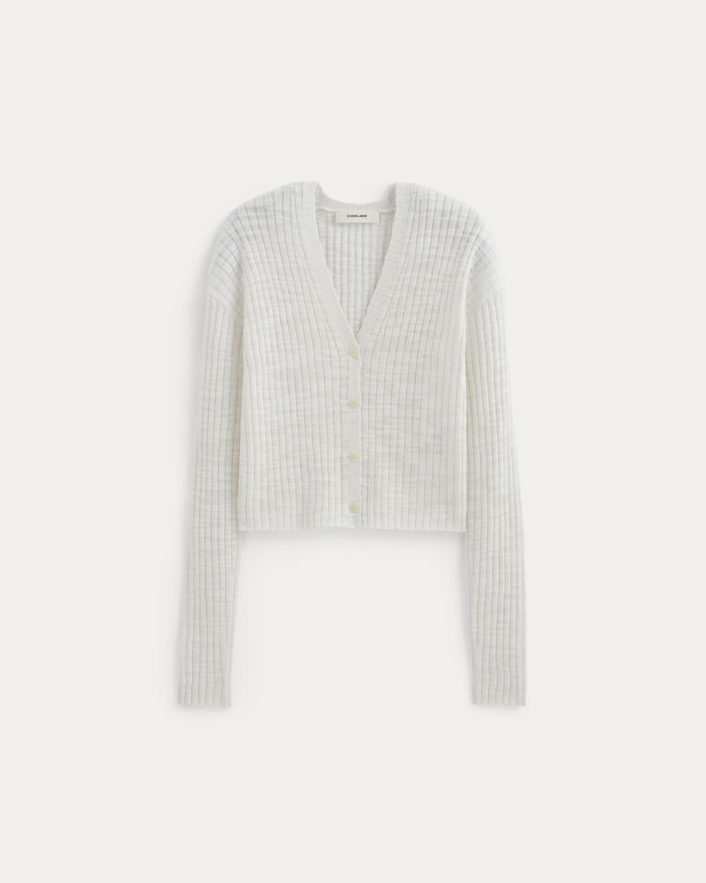 The Ribbed Cardigan in Cotton Linen | White
