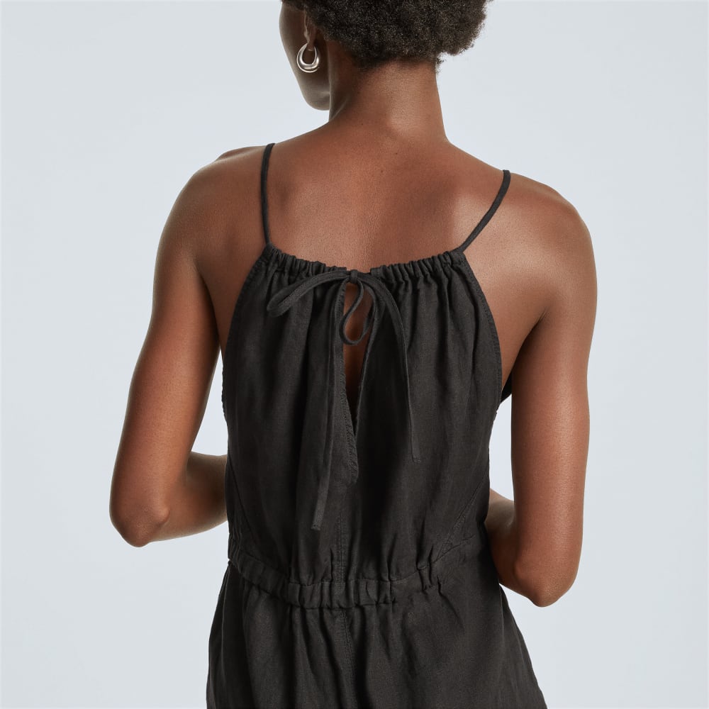 The Linen Shoestring Jumpsuit | Black