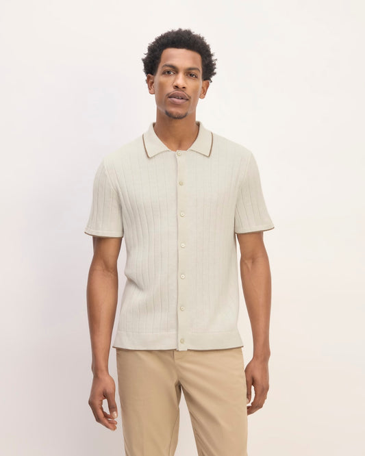 The No-Sweat Button-Down Polo | Heathered Canvas
