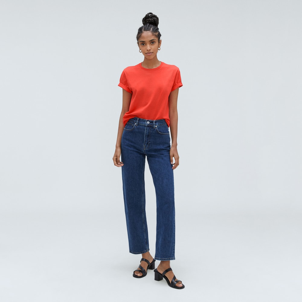 The Box-Cut Tee in Essential Cotton | Red Orange | No Pocket