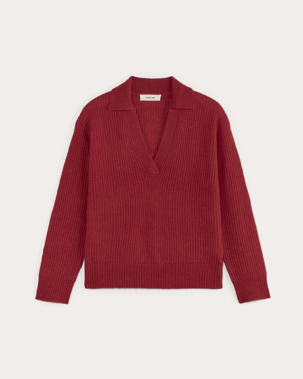 The Oversized Polo in Alpaca | Berry Red