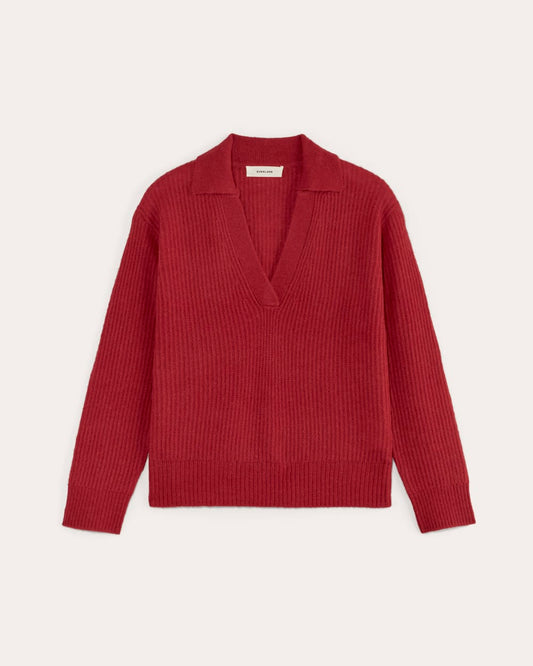 The Oversized Polo in Alpaca | Berry Red