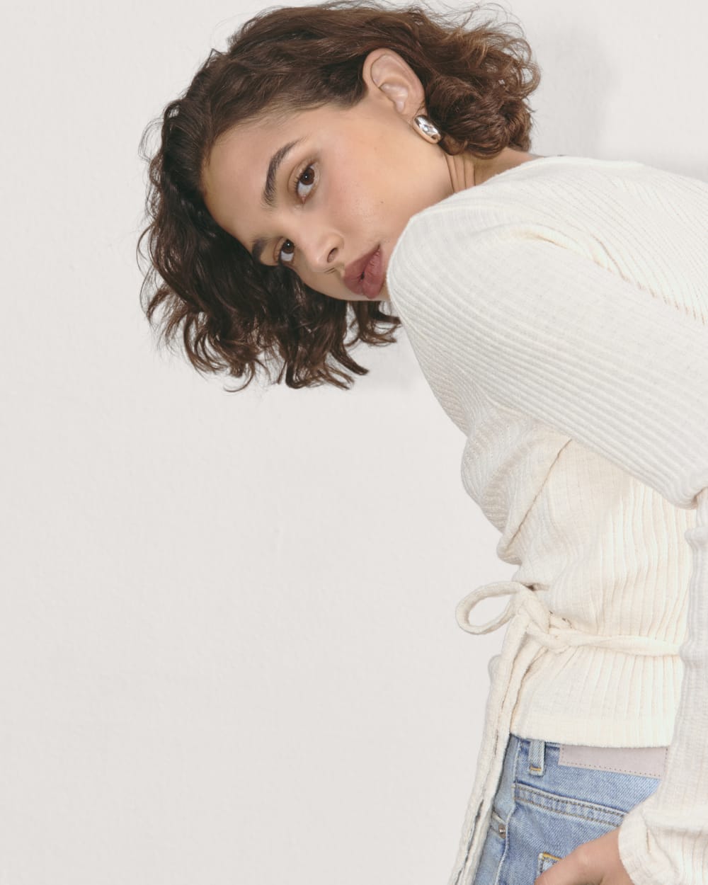 The Cozy Rib Wrap Top | Bone