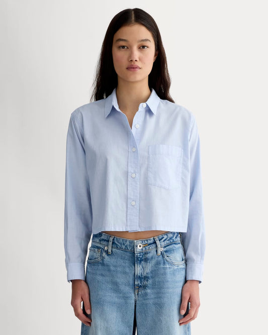 The Way-Short Shirt in Silky Cotton | Chambray Blue