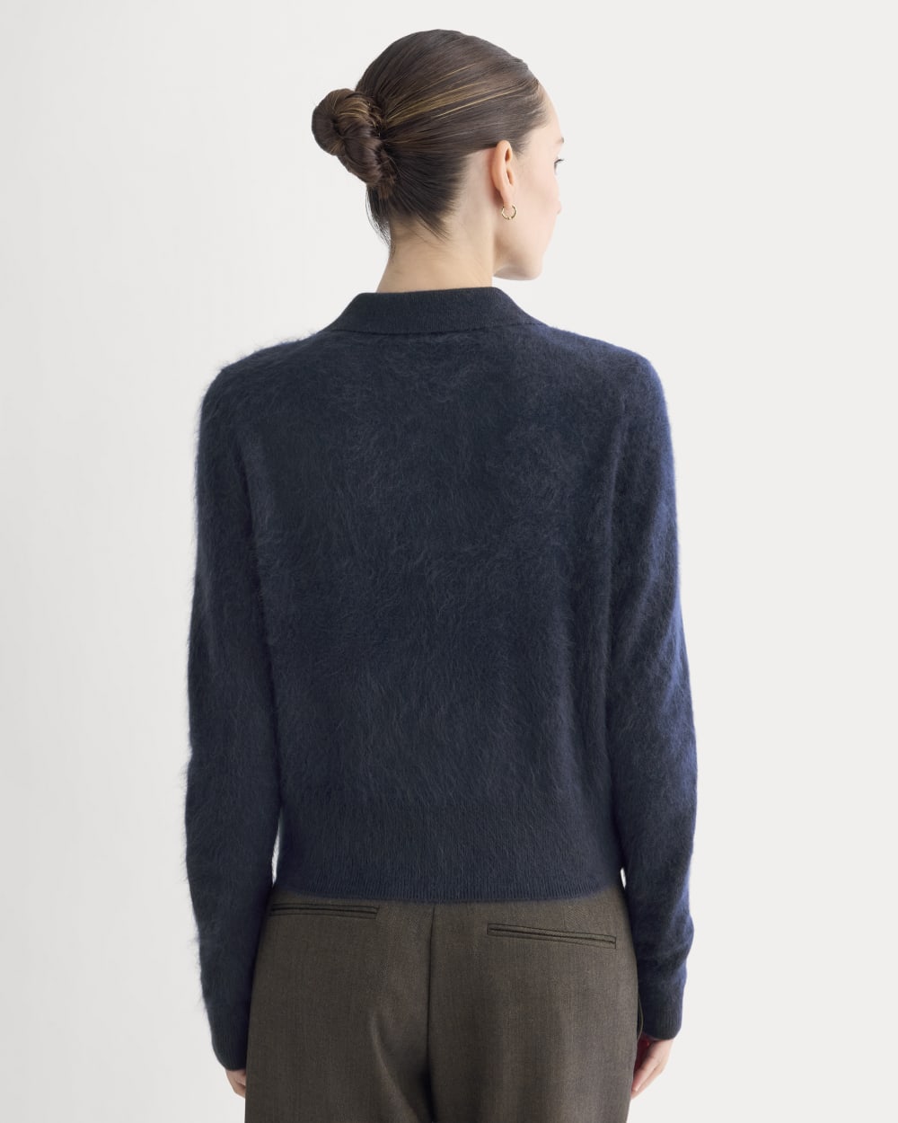 Lush Cashmere Cropped Polo Sweater | Starry Navy