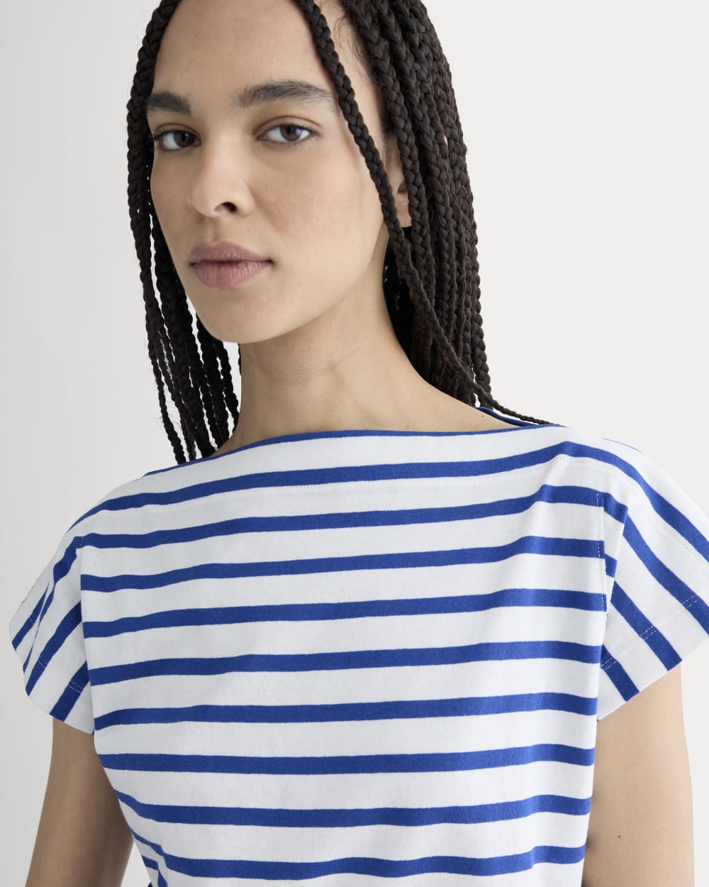 The Oversized Muscle Tee | Bone / Mazarine Blue