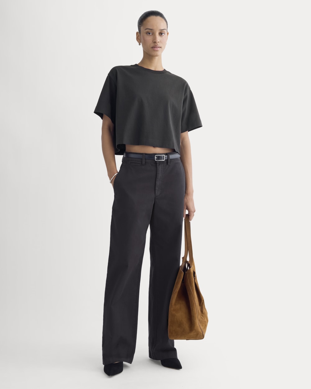 The Premium Weight Cropped Tee | Black