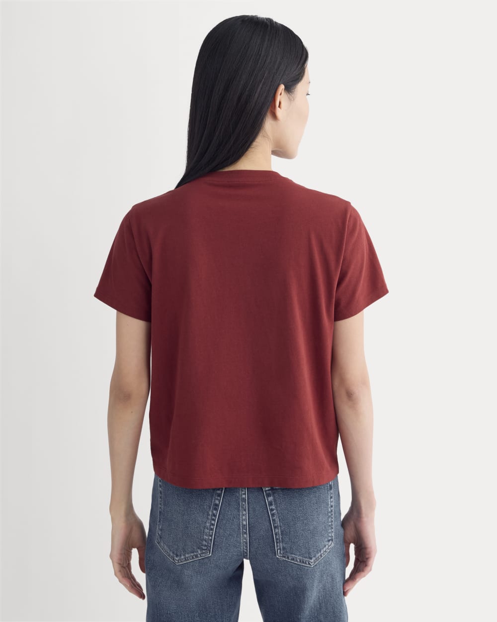 The Box-Cut Tee in Essential Cotton | Merlot | No Pocket