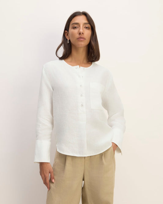 The Popover Shirt in Linen | White
