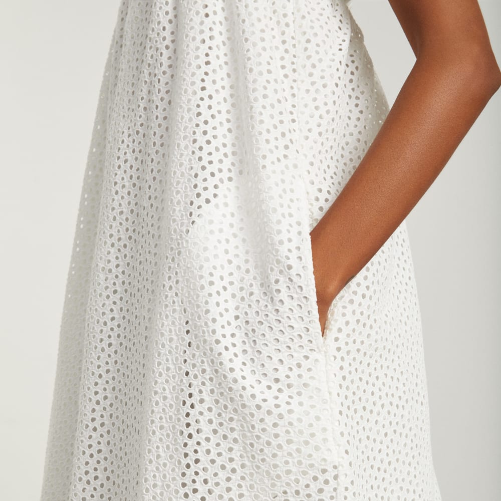 The Eyelet Smock Dress | White
