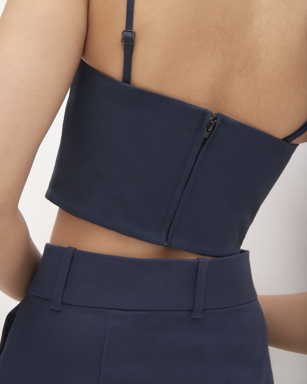 The Structured Cotton Bustier | Navy