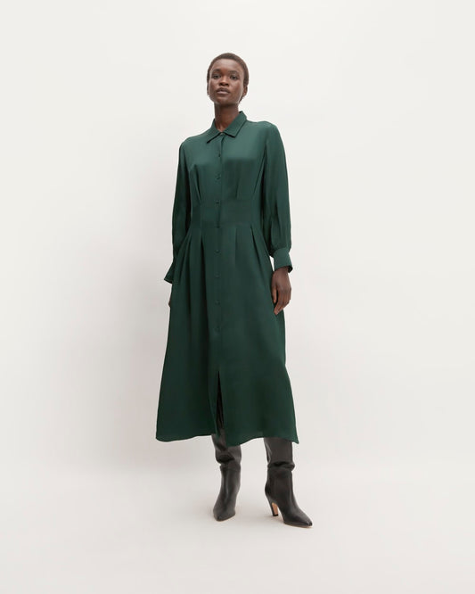The Hammered Satin Shirt Dress | Scarab