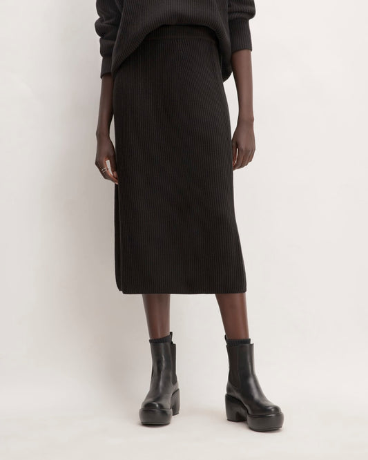 The Organic Cotton Sweater Midi Skirt | Black