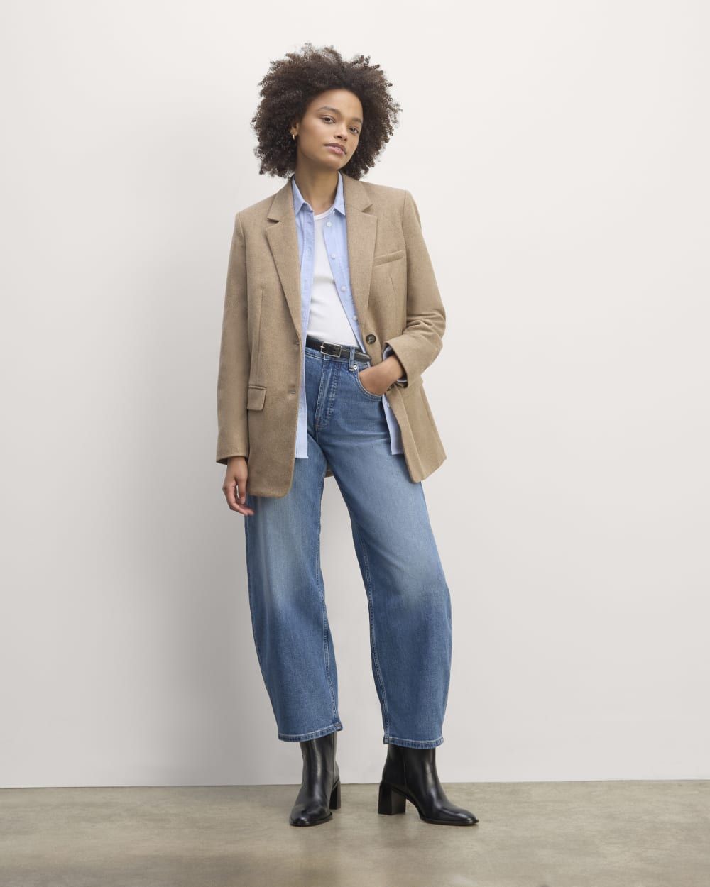 The Oversized Blazer in Wool | Beige Twill
