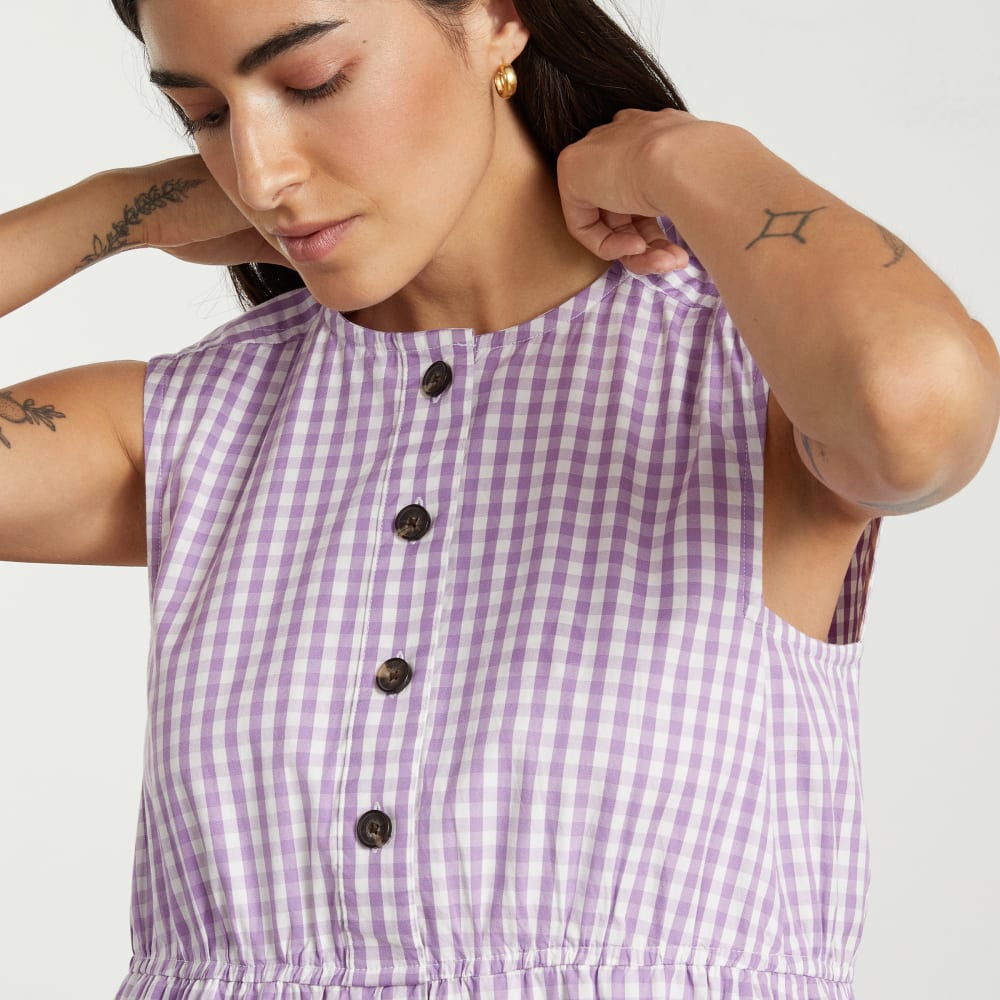 The Tiered Midi Dress | Orchid Gingham