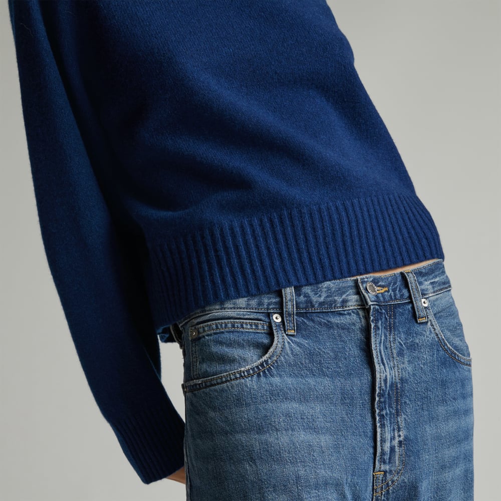 The Cashmere Boxy Crew | Bright Navy