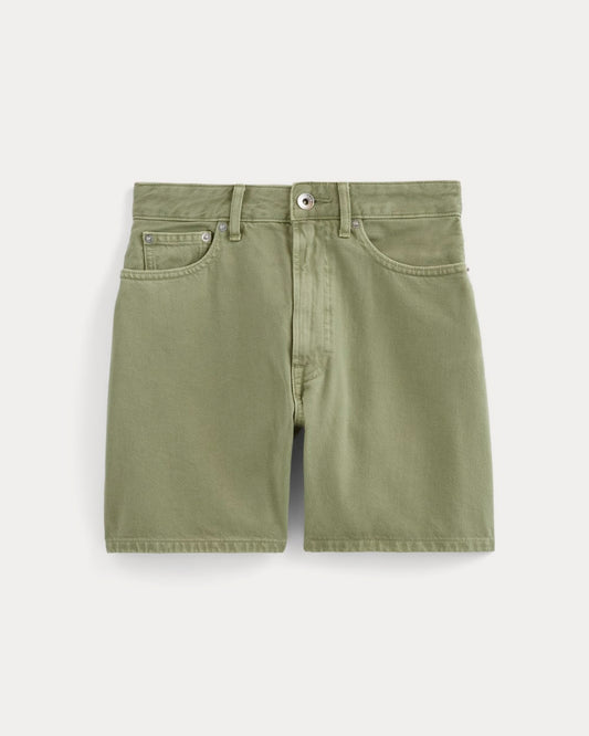 The A-Line Denim Short | Neutral Oil Green