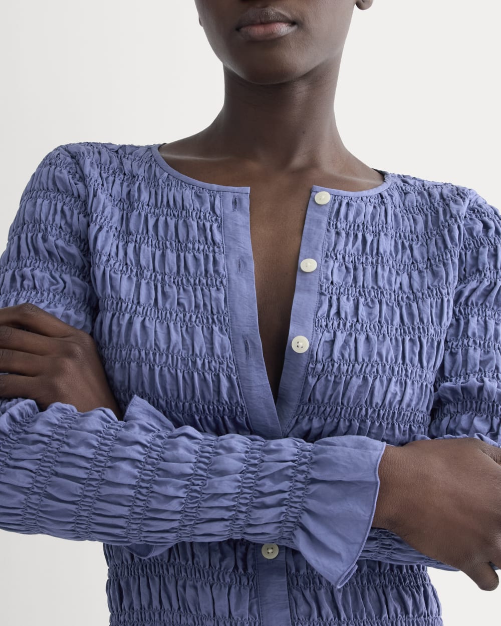 The Smocked Cardigan | Blue Dusk