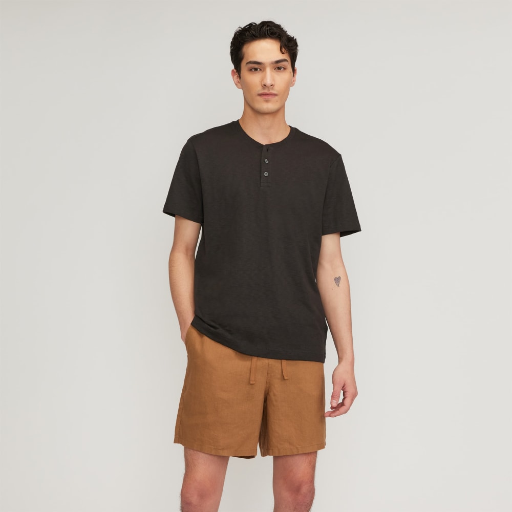 The Cotton Slub Henley | Black