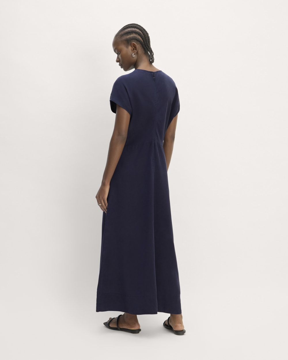 The TENCEL™ Short-Sleeve Midi Dress | Navy