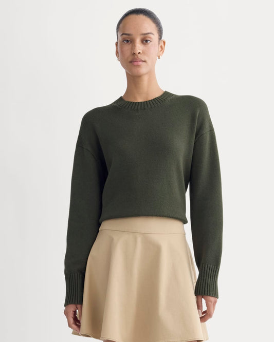 The Boxy Sweater in Everyday Cotton | Dark Green