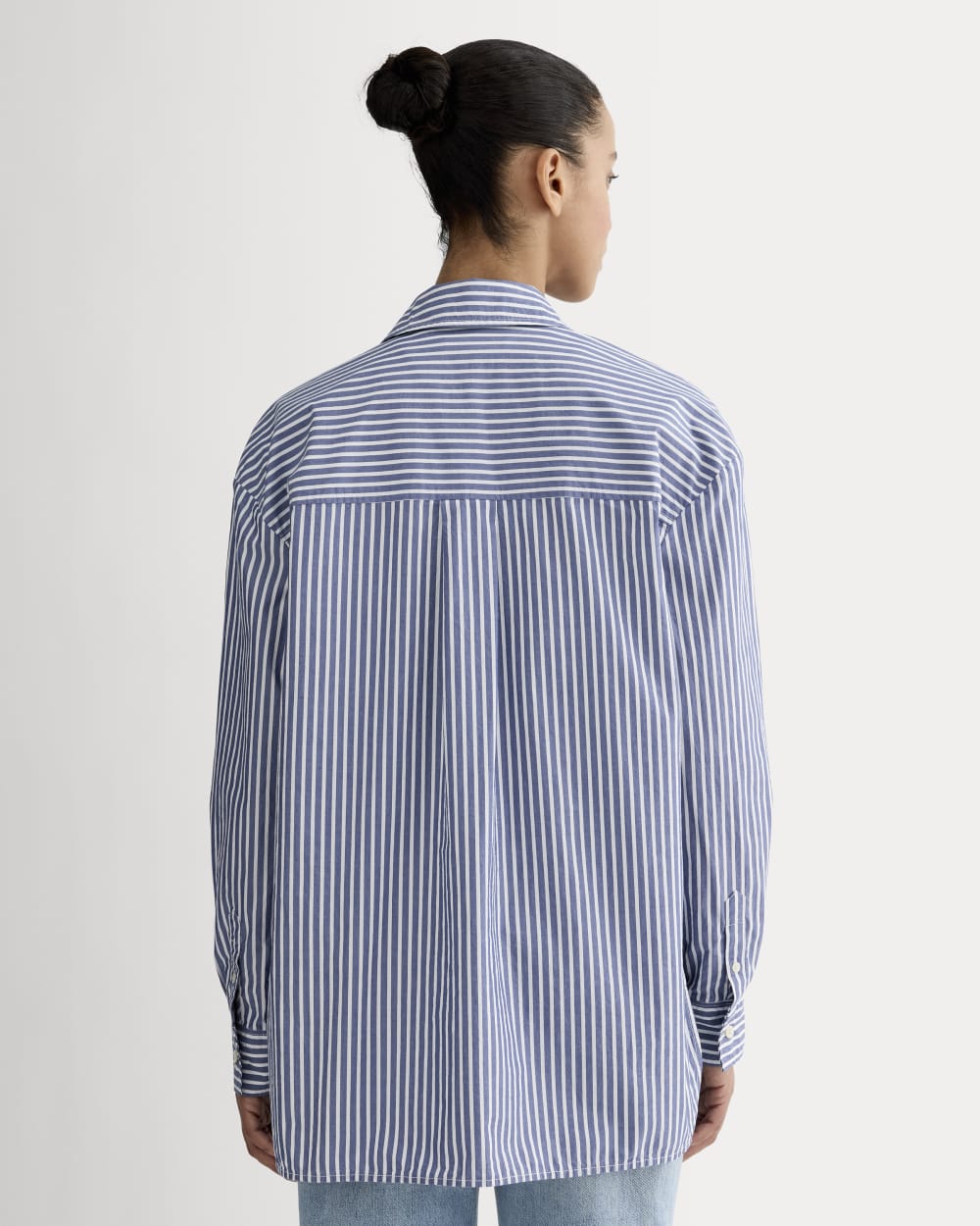The Boyfriend Shirt in Ultrasoft Cotton | Bone / Mazarine Blue