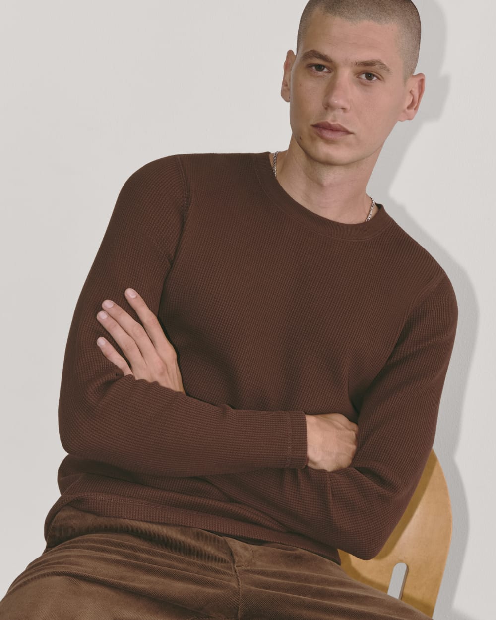 The Waffle Long-Sleeve Crew | Dark Mahogany
