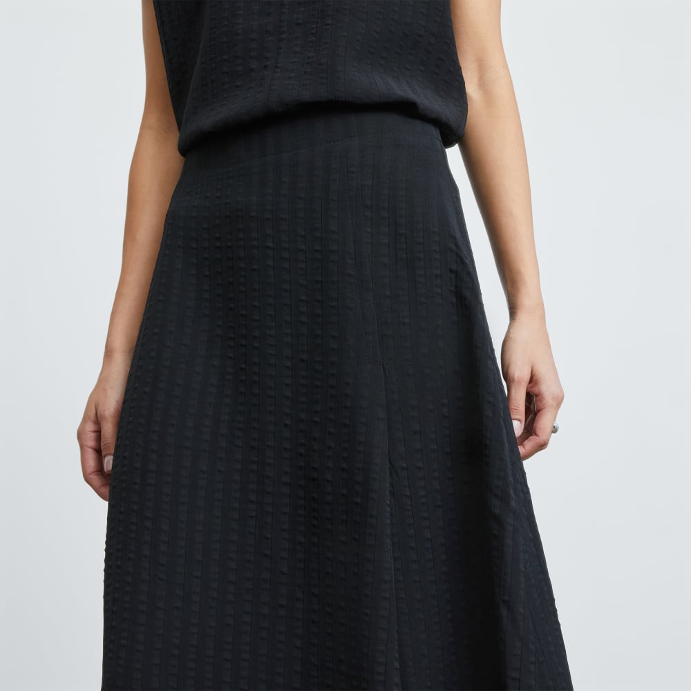 The City Stripe Midi Skirt | Black