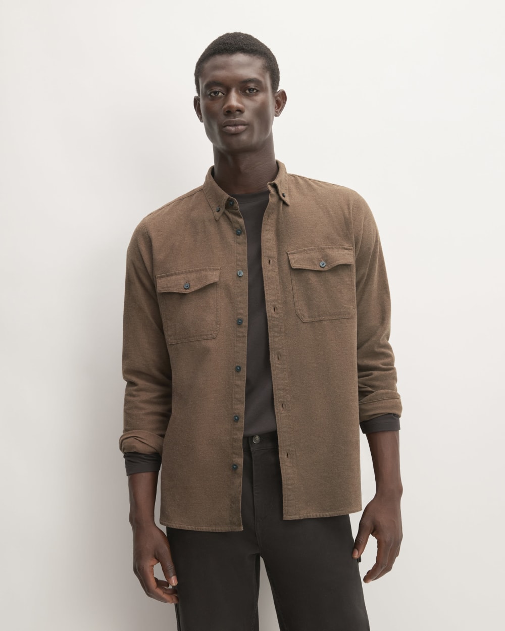 The Brushed Flannel Shirt | Heathered Cocoa Brown