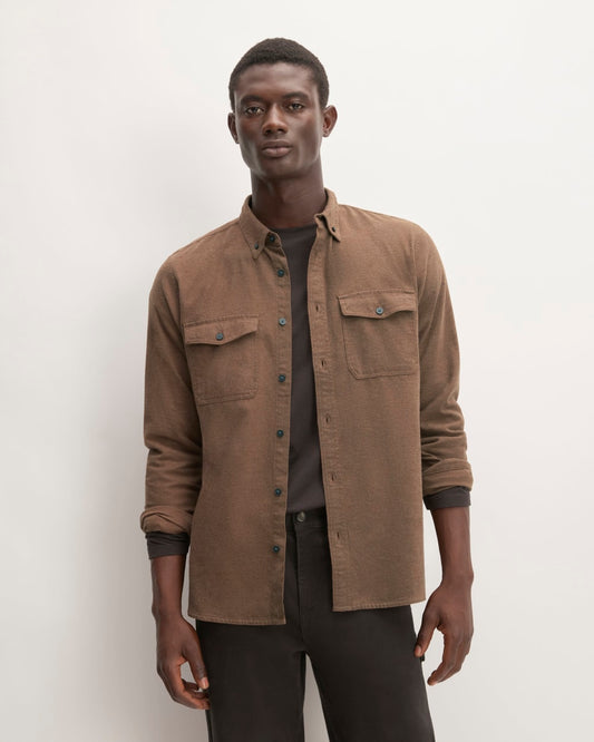 The Brushed Flannel Shirt | Heathered Cocoa Brown