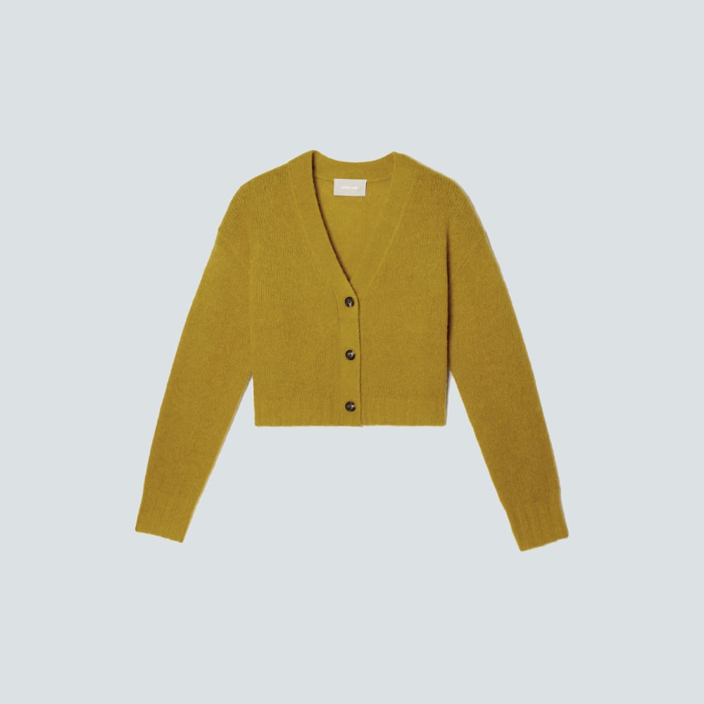 The Alpaca V-Neck Cropped Cardigan | Golden Palm