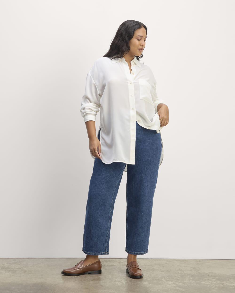 The Boyfriend Shirt in Washable Silk | Off-White