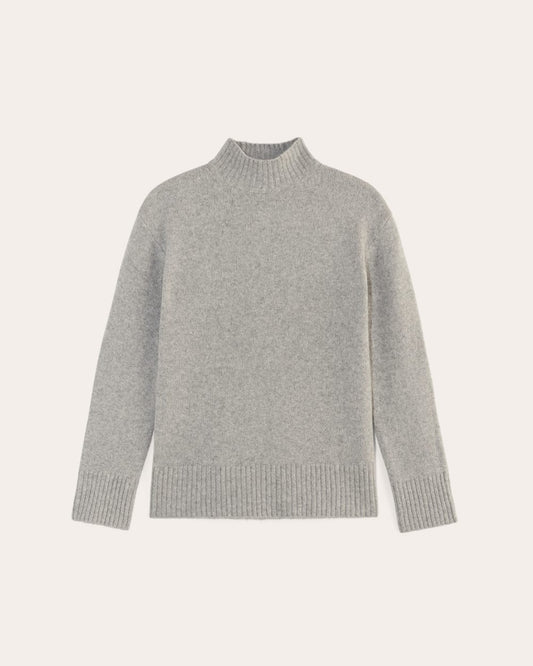 The Mockneck Sweater in Plush Cotton | Heathered Grey