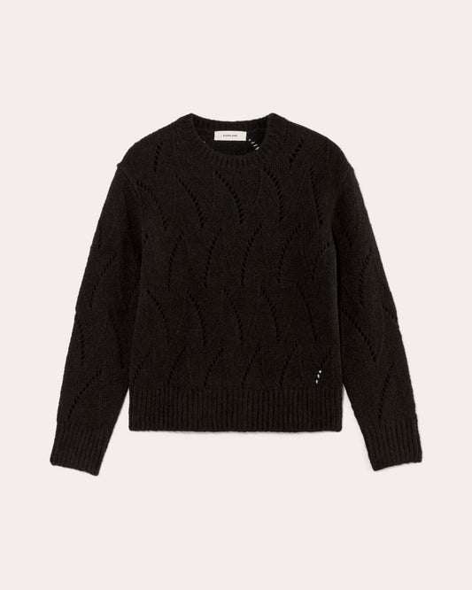 The Pointelle Sweater in Cloud | Black