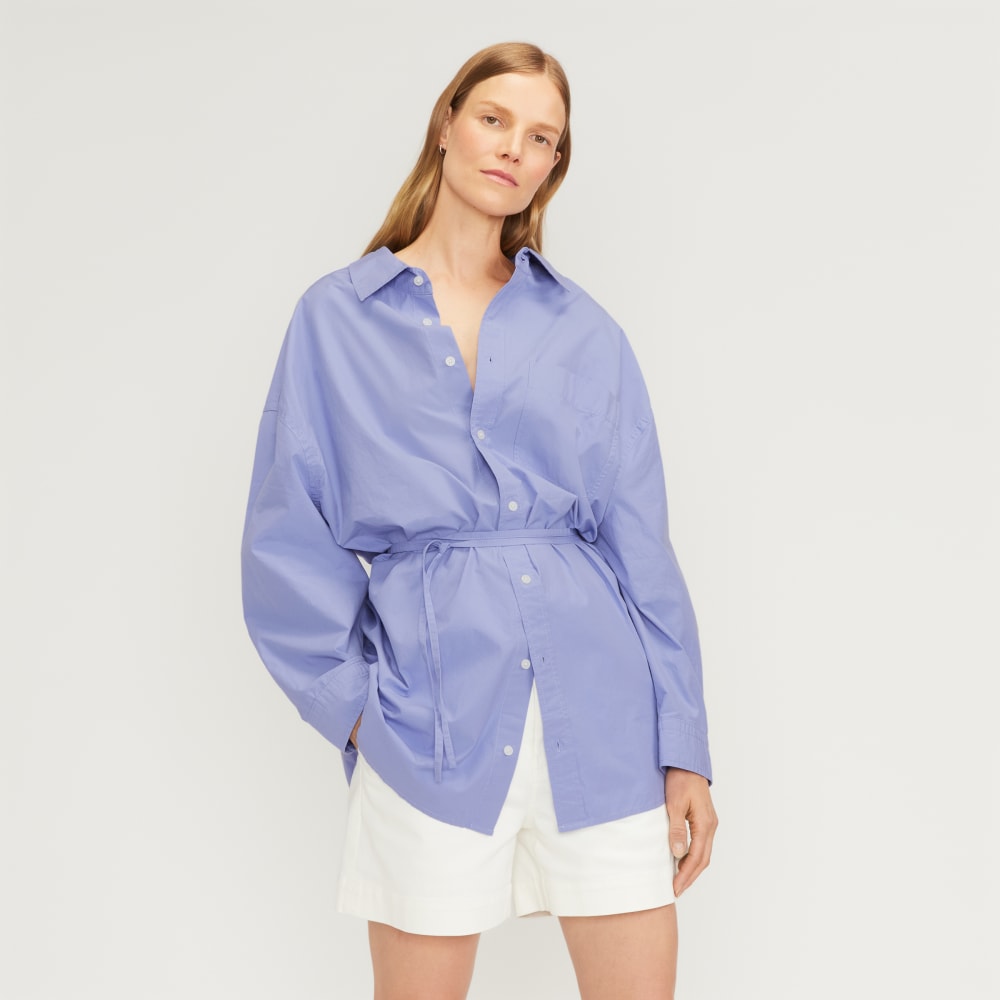 The Poplin Tie Back Shirt | Cornflower Blue