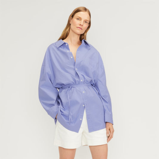 The Poplin Tie Back Shirt | Cornflower Blue