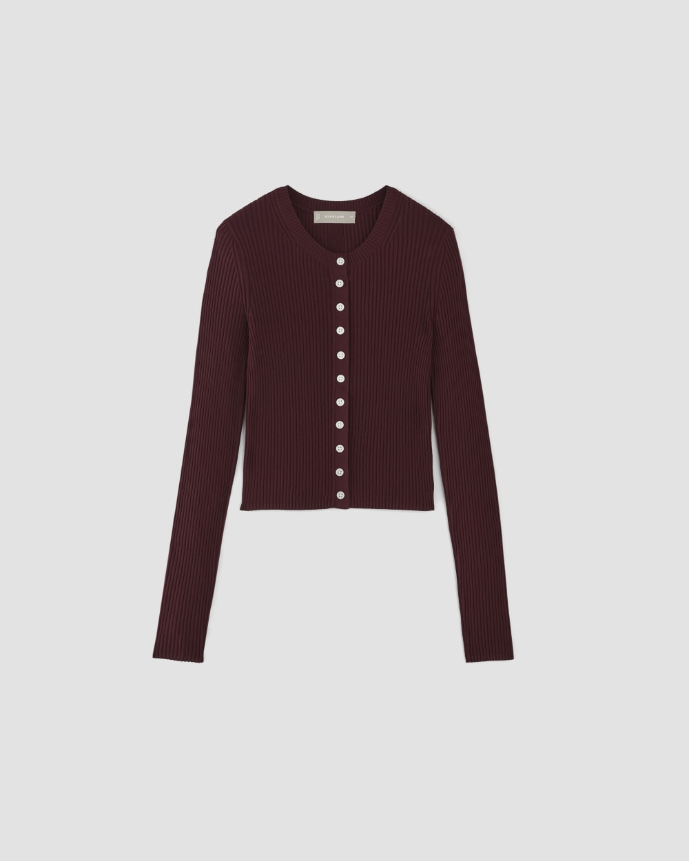 The Ribbed Cropped Cardigan | Burgundy