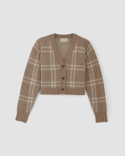 The Alpaca V-Neck Cropped Cardigan | Wheat / Lightest Taupe