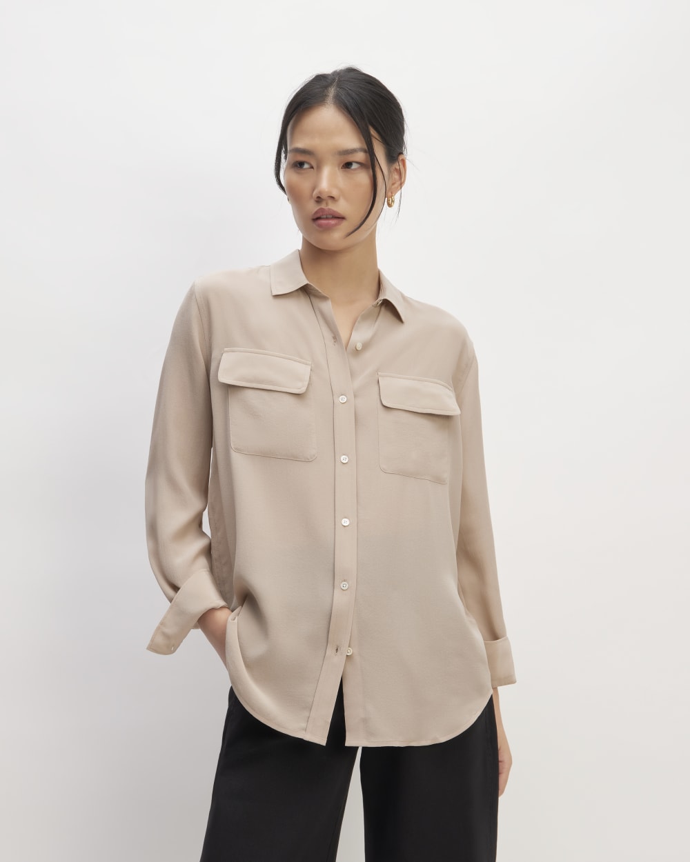 The Utility Shirt in Washable Silk | Burnt Sugar