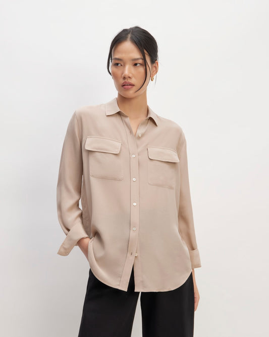 The Utility Shirt in Washable Silk | Burnt Sugar
