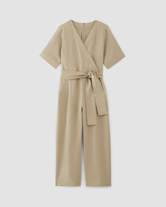 The Wrap Jumpsuit in Linen | Trench Coat Khaki
