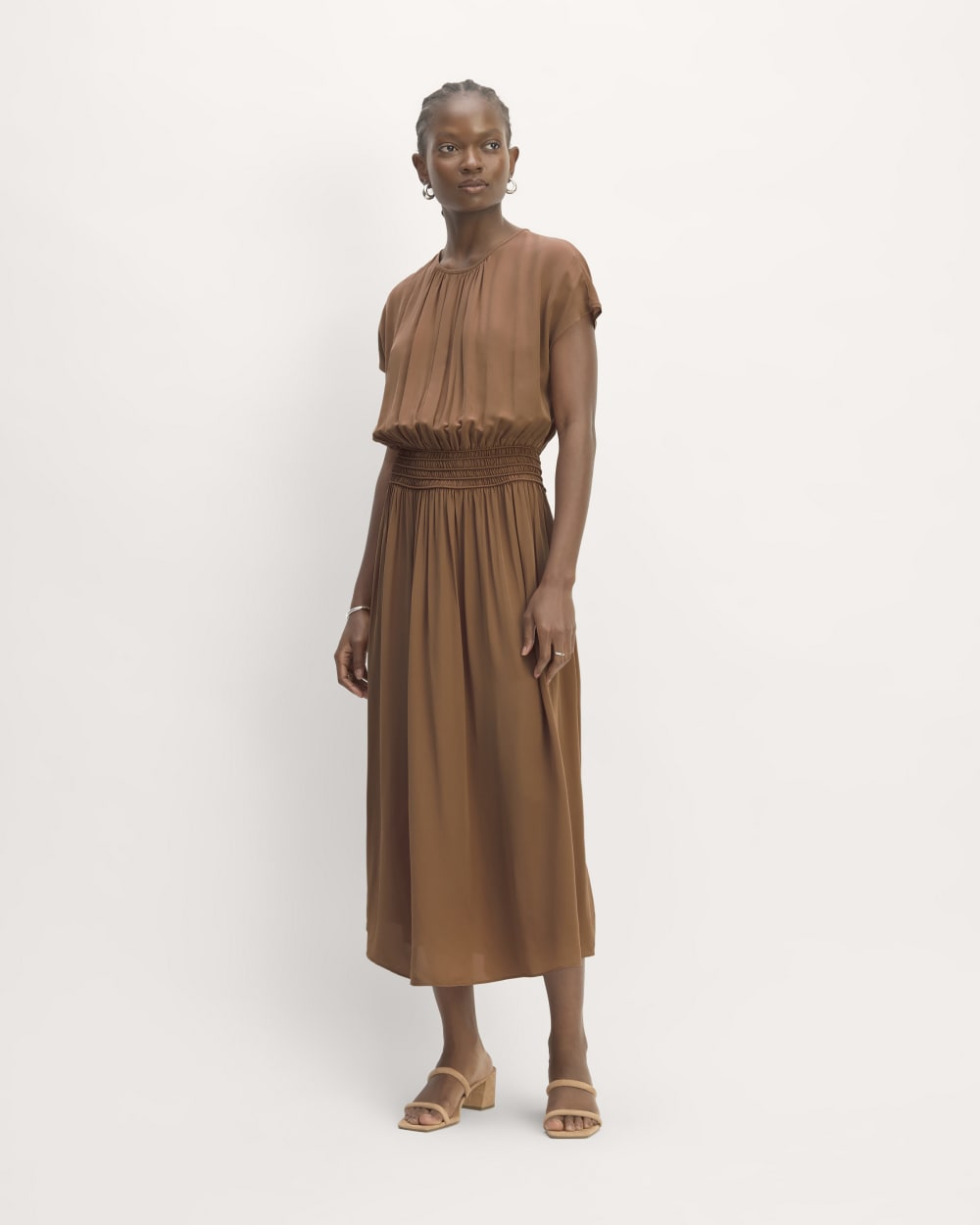 The Gathered Midi Dress | Carob Brown