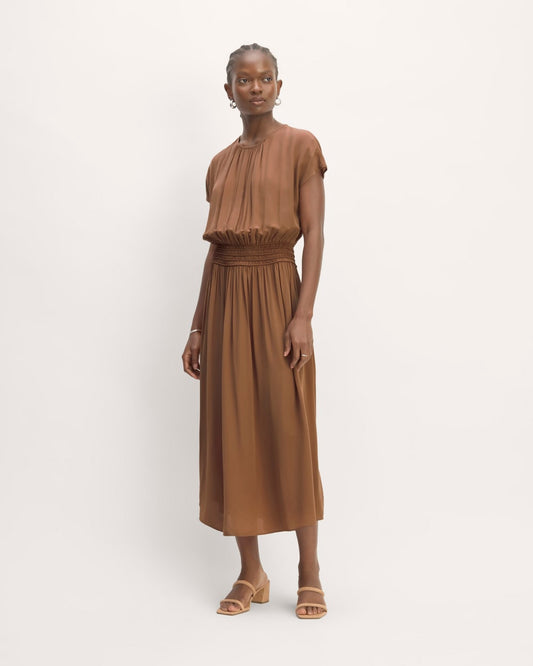 The Gathered Midi Dress | Carob Brown