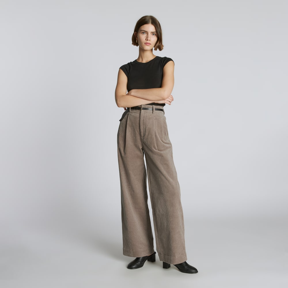 The Corduroy Way-High® Drape Pant  | Taupe Grey