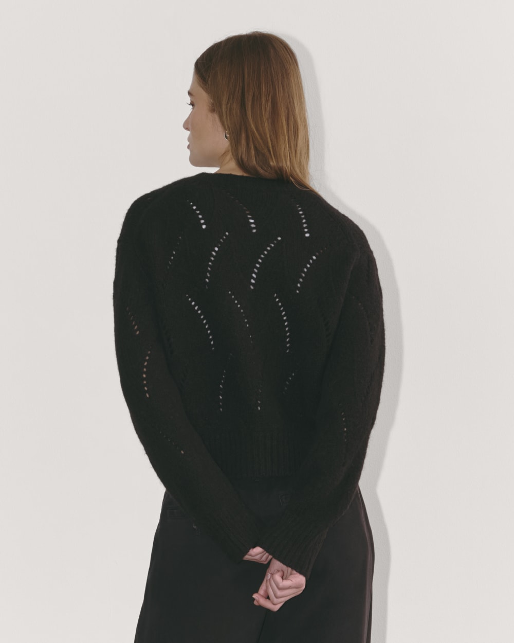 The Pointelle Cardigan in Cloud | Black