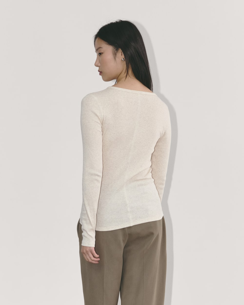 The Luxe Rib Long-Sleeve Crew | Heathered Oat