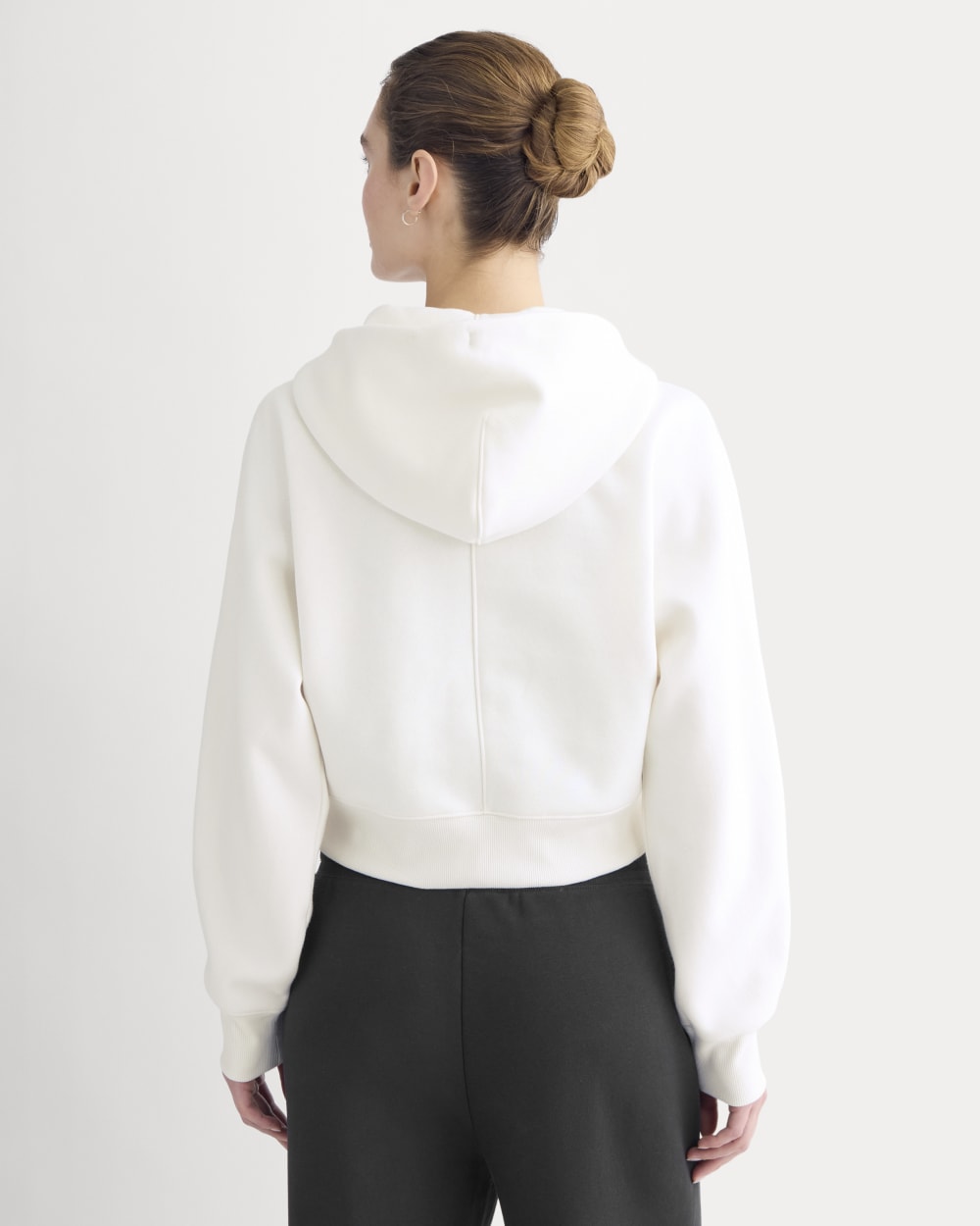 Luxe Fleece Full-Zip Cropped Hoodie | Bone