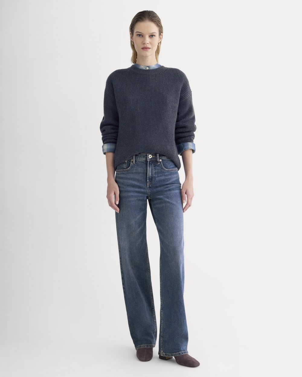 The Cocoon Crew in Wool Cashmere | Indigo