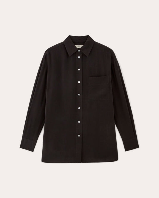 The Boyfriend Shirt in Washable Silk | Black