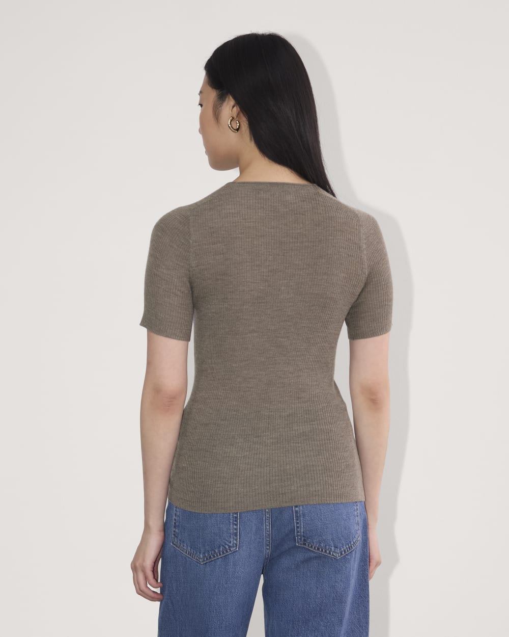 The Sweater Tee in Ultrasoft Merino | Heather Cocoa